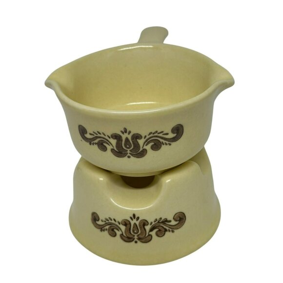 VTG Pfaltzgraff “Village” Pattern Butter Warmer with Stand Sauce / Potpourri Pot - Picture 1 of 7